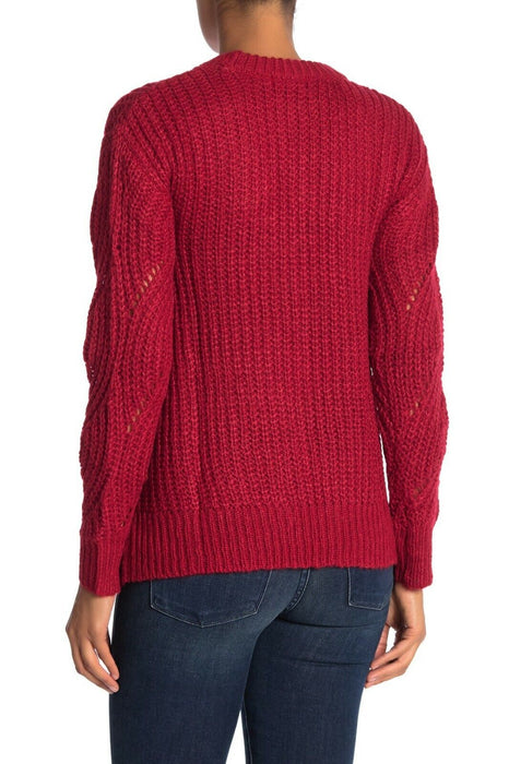 RXB Women's Acrylic Cable Knit Pullover Sweater In Red Size S