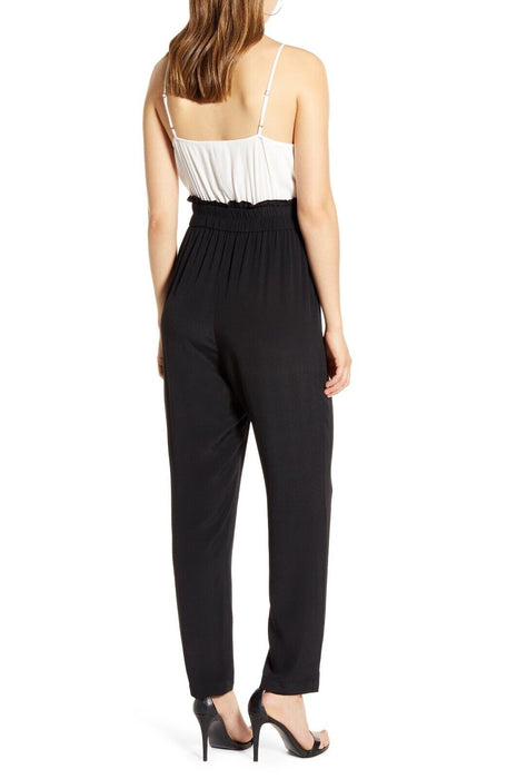 LEITH Surplice Paperboy Black white combo sleeveless Jumpsuit plus size 4X $69