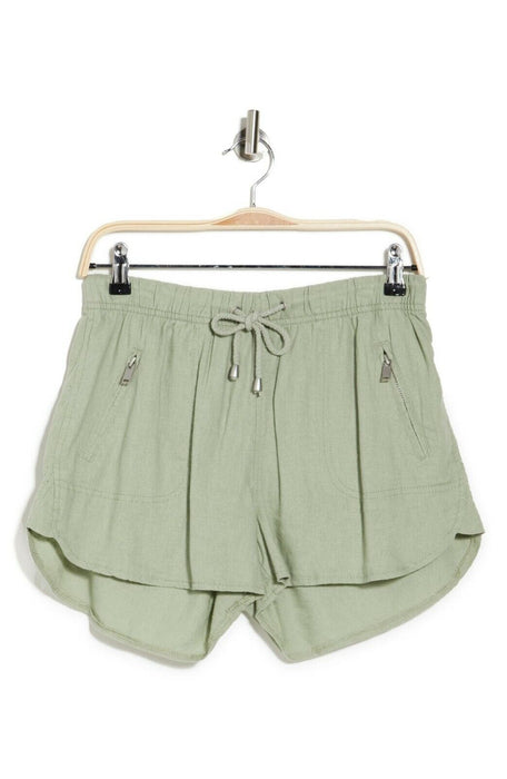 BlankNYC Linen Blend Drawstring Shorts In Moss Green Size 32 $78