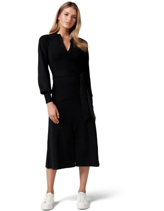 Ever New Olivia Fit And Flare Knit Belted Dress In Black Size 4 NWT