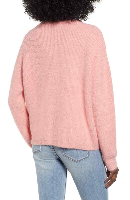 4SI3NNAI Women's Kelsey Soft Fuzzy Buttons Cardigan In Pink Geranium Size M