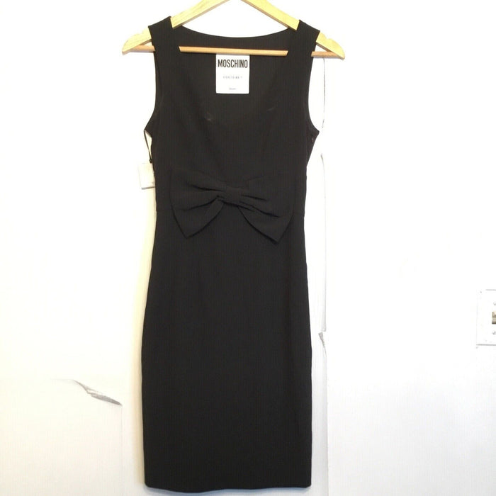 Moschino Women's  Bow Front Woven Sleeveless Dress in Balck size 44 ( 10 US )