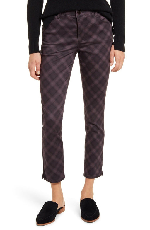 Wit & Wisdom AB-Solution Plaid High Waist Ankle Skinny Pants In Cabernet Size 6