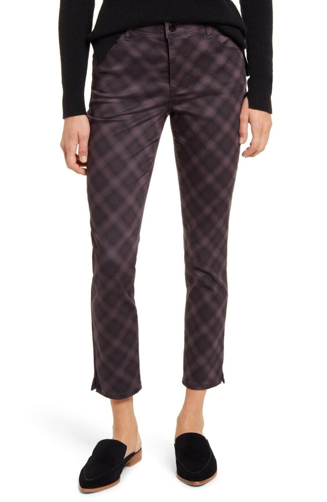 Wit & Wisdom AB-Solution Plaid High Waist Ankle Skinny Pants In Cabernet Size 6