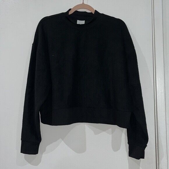Abound Women's Mock Neck Long Sleeve Fleece Pullover in black size L