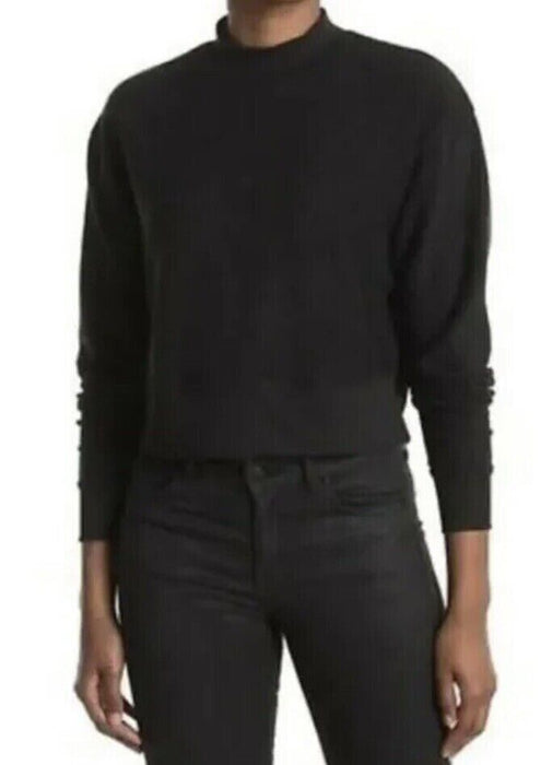 Abound Women's Mock Neck Long Sleeve Fleece Pullover in black size L