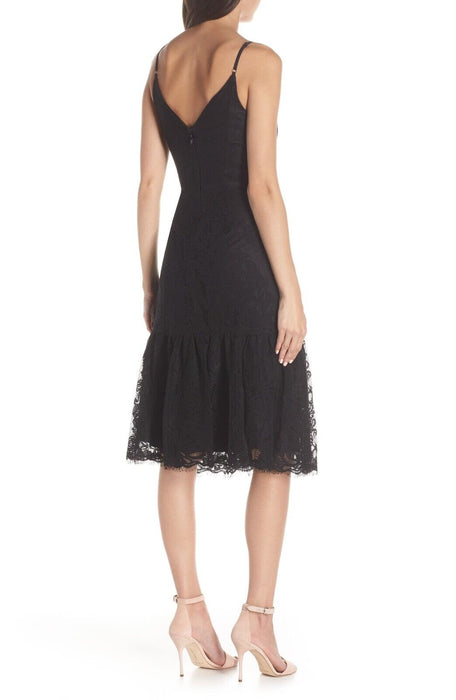 Harlyn Ruched Lace Dress Black Size M $249