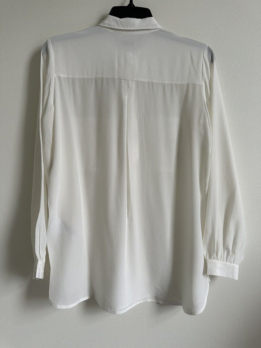 CLUB MONACO Safari Silk Long Sleeve Shirt  size XS in ivory