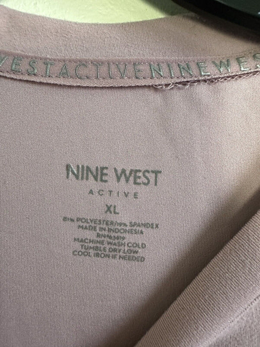 Nine West Cutout Shoulder Mauve Shadow Activewear T-Shirt Size XL $46
