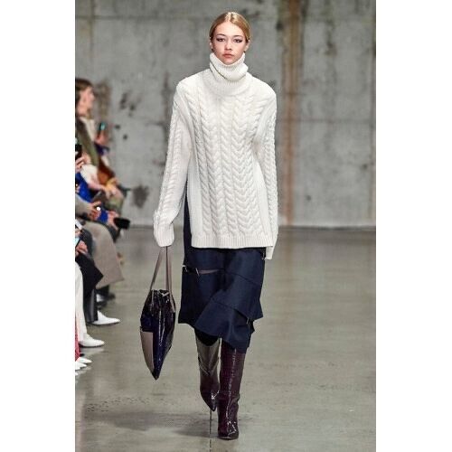 TIBI Women's Cable Knit Open Back Turtleneck Sweater In Cream Size XS/S $1150