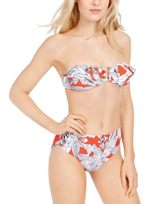 Rachel Rachel Roy Island Getaway Printed Bandeau Bikini Top Red XS (Top Only)