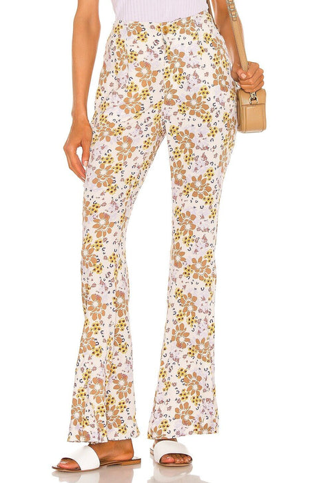Free People Women's Can't Take My Eyes Off Of You Floral Flare Pants Tea Size XS