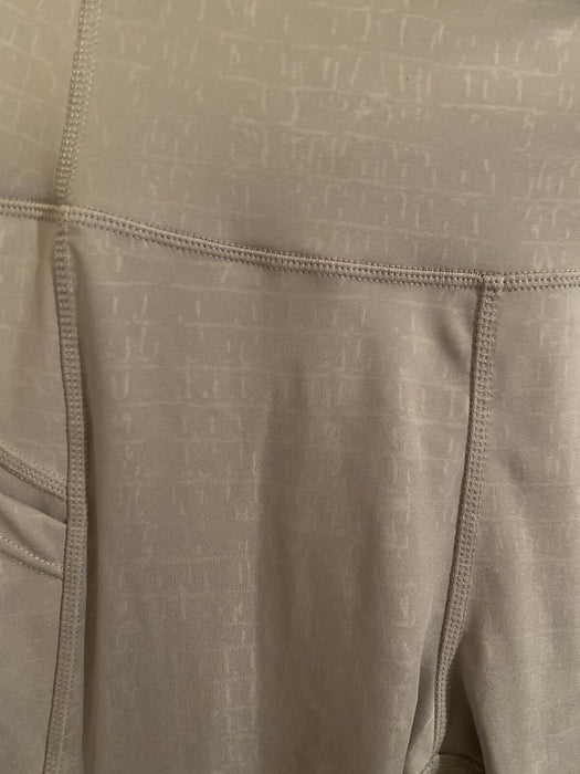 Nicole Miller Women's Seamless Sport Capri Leggings Geometric Print Light Gray L