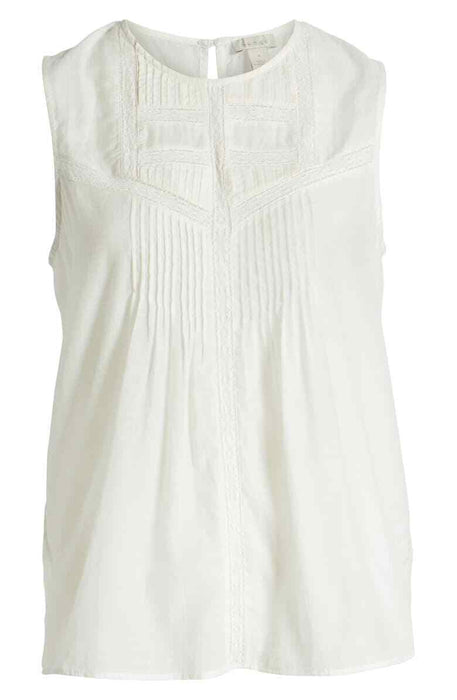 Hinge Women's Sleeveless Lace Inserts Top In Ivory Size XXS