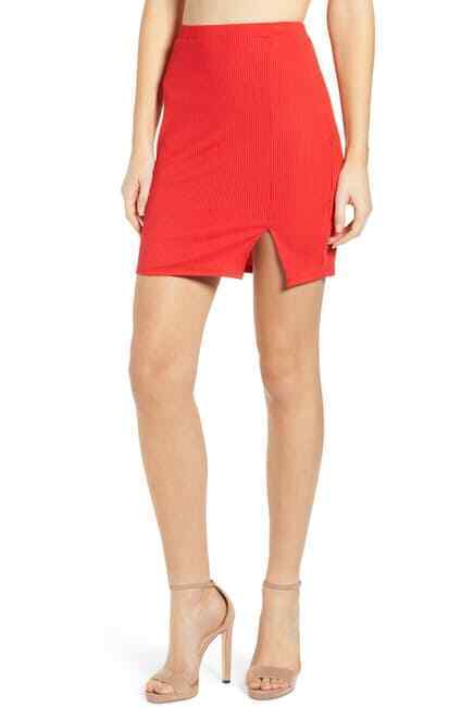 Leith Ribbed Mini Length Skirt Red Size XL $45 waist 30 inches