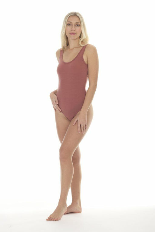 Paper Label Tencel Blend Bodysuit Terracotta Size M NWT