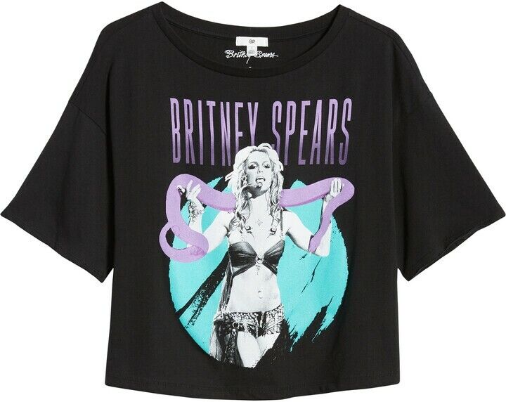 BP. Britney Spears Graphic Band Tee Short Sleeve Oversized Size M in Black
