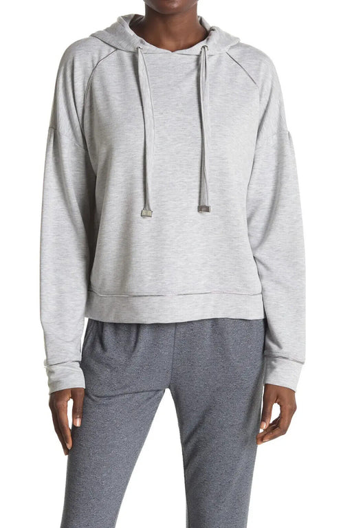 Max Studio Shine Drawstring Hoodie In Heather Gray Size S