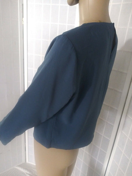 Code X Mode Drape 2/3 Sleeve Blouse In Teal Size L NWT