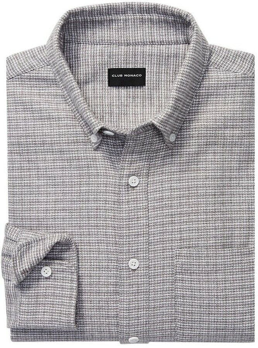 Club Monaco Men's Long Sleeve Slim Fit Jaspe Flannel Shirt In Oatmeal Size L