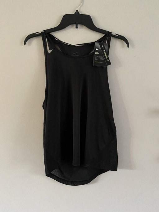 Nike Miler Racer Tank in Black & Reflective Silver Size S