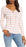 Lucky Brand Women's Lace Up Henley Top In Pink White Stripe Size M