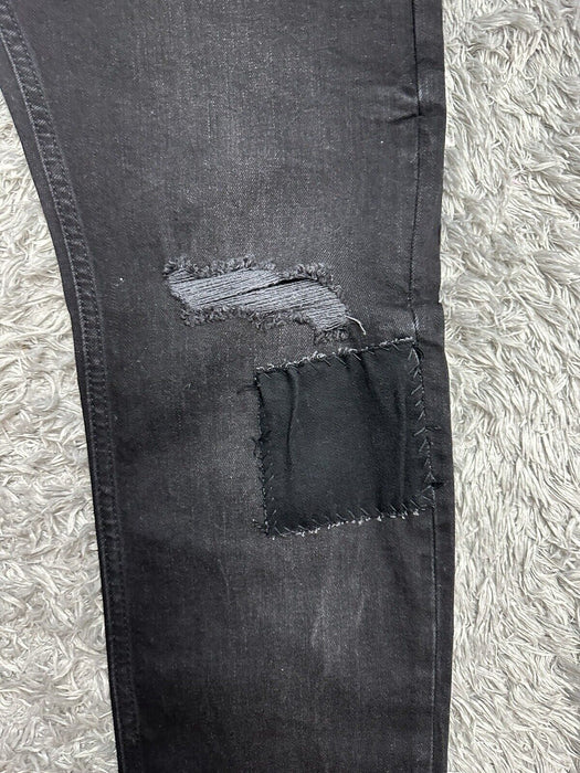 Topman rip 'n repair stretch skinny jeans in washed black size 30/30 $85
