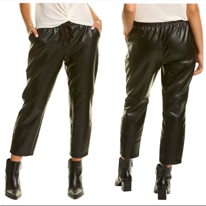 Laundry by Shelli Segal EUC Faux Leather Black Joggers Pants Size M black