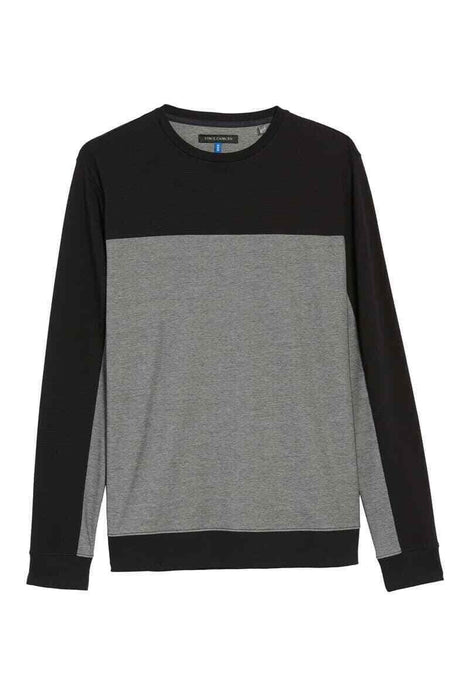 Vince Camuto Colorblock Crew Neck Fit Pima Cotton sport Sweater Pullover L $85