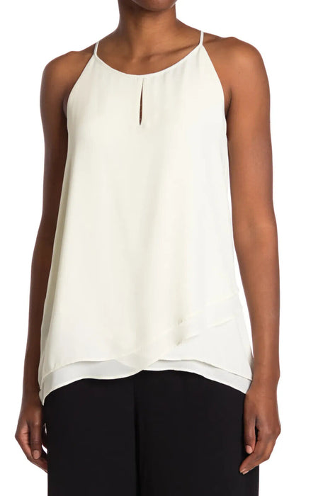 T TAHARI Double Layer Woven Cami In Natural Size XL