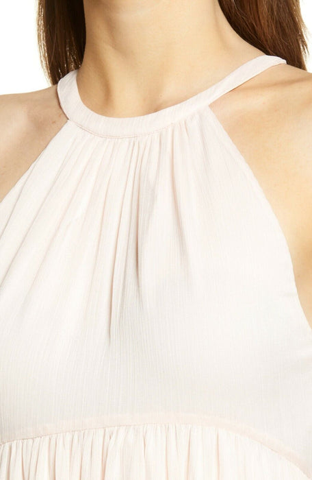 CHELSEA28 Tiered Chiffon Dress In Pink Creole Size XL