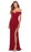 La Femme Notched Off Shoulder Ruched Fitted Jersey Dress In Red Size 8