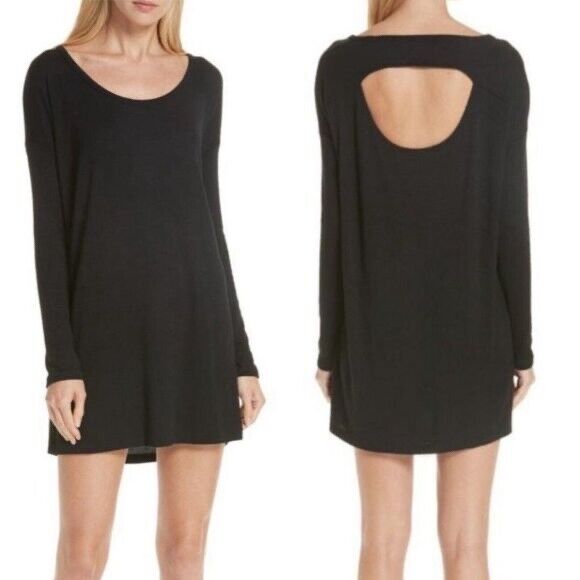 Rag and Bone Black Tunic Dress Women's Size Small  Long Sleeve Knit Cutout Back