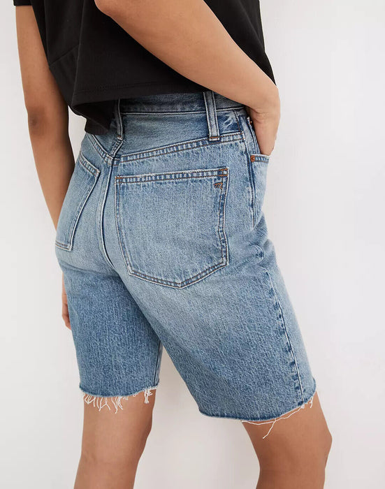 Madewell High-Rise Long Denim Shorts in Brightwater Wash Size 25