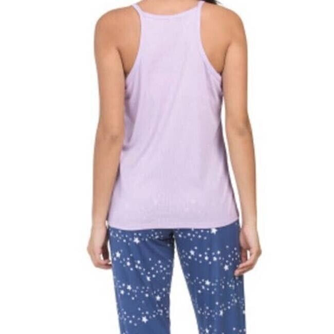 PJ Couture Printed Sleepover 2-Piece Pyjama Set Lilac Top Blue Pant Size M