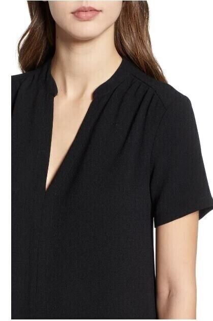 All In Favor Hailey Black Crepe Shift Mini Dress Business Casual Size XS NEW