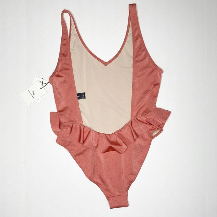 Something Navy' size L Frill One Piece Swimsuit Ruffled Coral Sharon $80