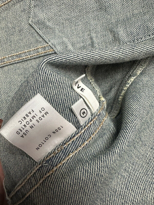 Grlfrnd Eve Cosmic Ray Pearl Embellished Denim Trucker Jacket $460 size M