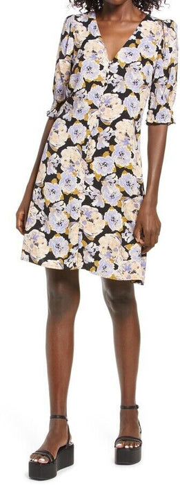 Vero Moda Paja V-Neck Floral Mini Dress Purple Lilac Size S