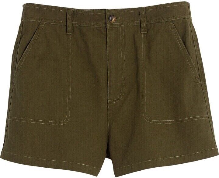 Madewell Rack Camp Pull On Shorts Green Elastic Stretch Waist Size Small army