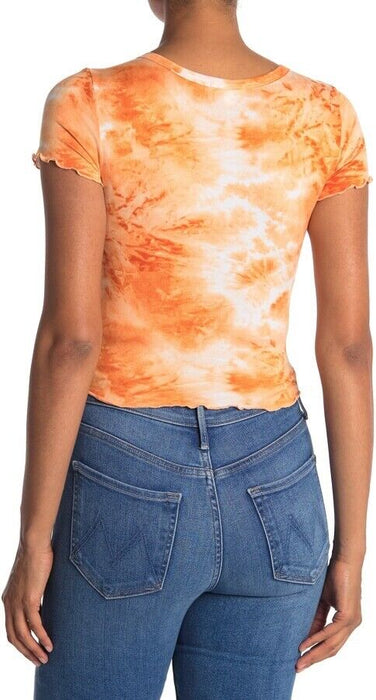 Abound Tie Dye Button Front Top In Rust Amber Orange Size M