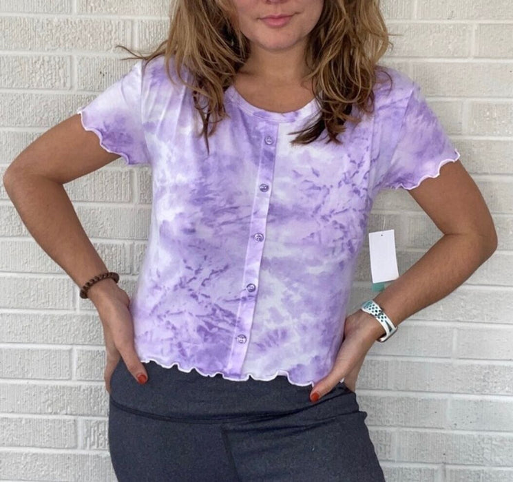 ABOUND  women's Tie Dye Button Front Top In Light/pastel Purple Size M