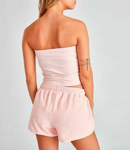 Fila Teodora Banded Tube Top Logo Stretch Cotton Jersey Crop Bandeau Pink M