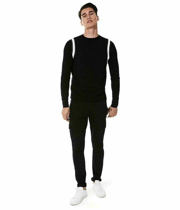 Good Man Brand Men's Extra Fine Merino Sweater In Black/White Color Size L $180