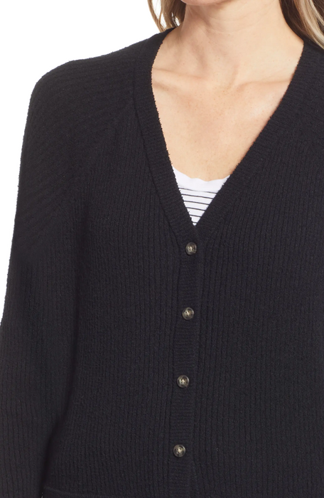 Madewell Women's Maysville V-Neck Button Cardigan Sweater Black Size M NWT