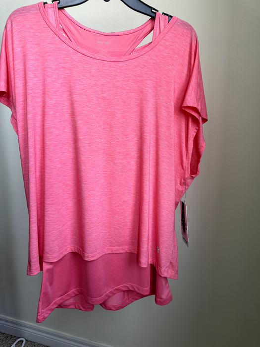 Nine West Active Womens size Large top 2 in 1 short sleeve L in pink 42$