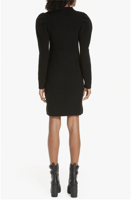 Sandro Women's Wool Long Puff Sleeve Sweater Dress In Black Size 40 (8 US) $400