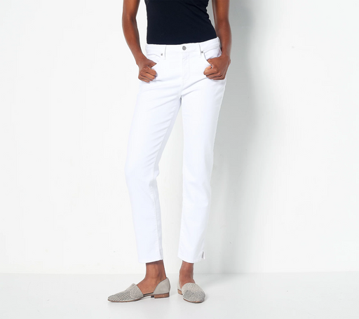 NYDJ Curves 360 Slim Straight Ankle Jeans - Optic White size 2