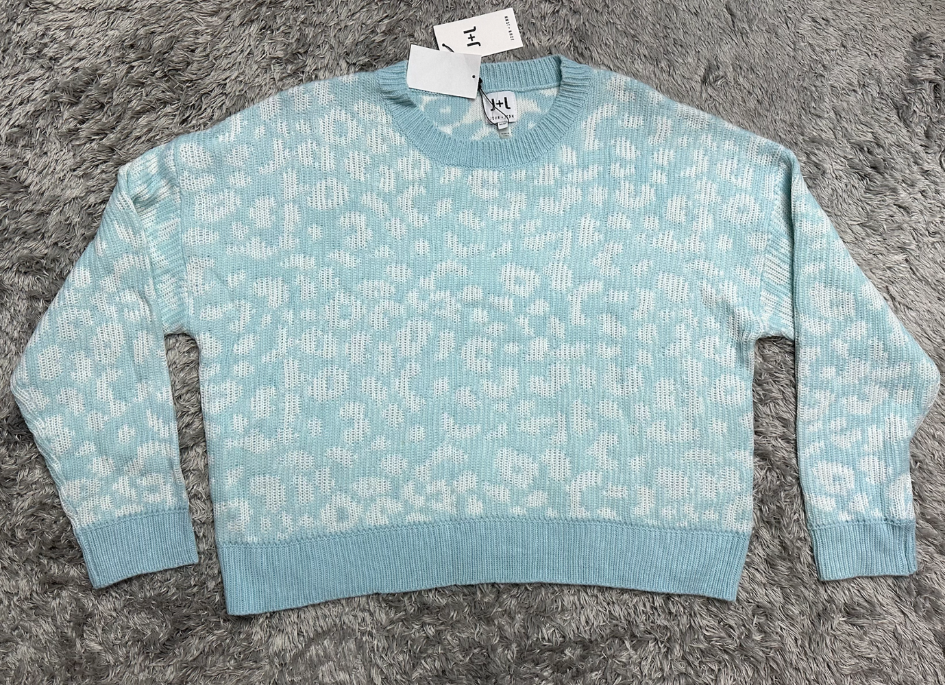 John & Jenn NORDSTROM Size M Leopard Print Dolman Sleeve Sweater blue