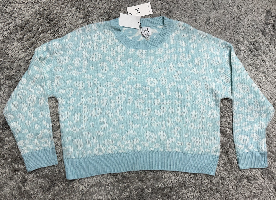 John & Jenn NORDSTROM Size M Leopard Print Dolman Sleeve Sweater blue